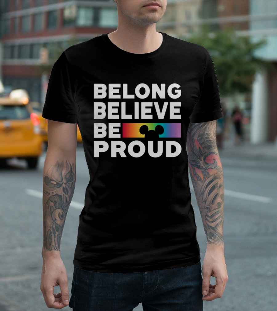 Belong Believe Be Proud Rainbow Mickey T-Shirt
