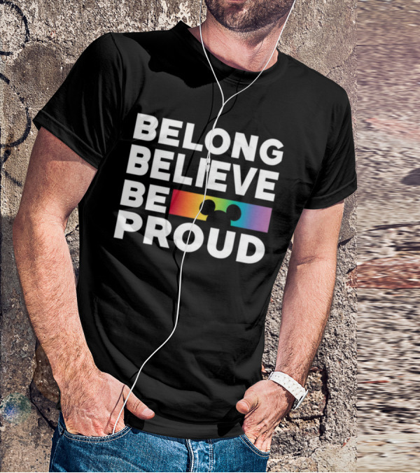 Belong Believe Be Proud Rainbow Mickey T-Shirt