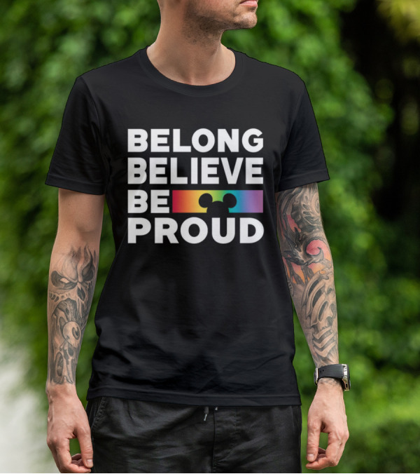 Belong Believe Be Proud Rainbow Mickey T-Shirt