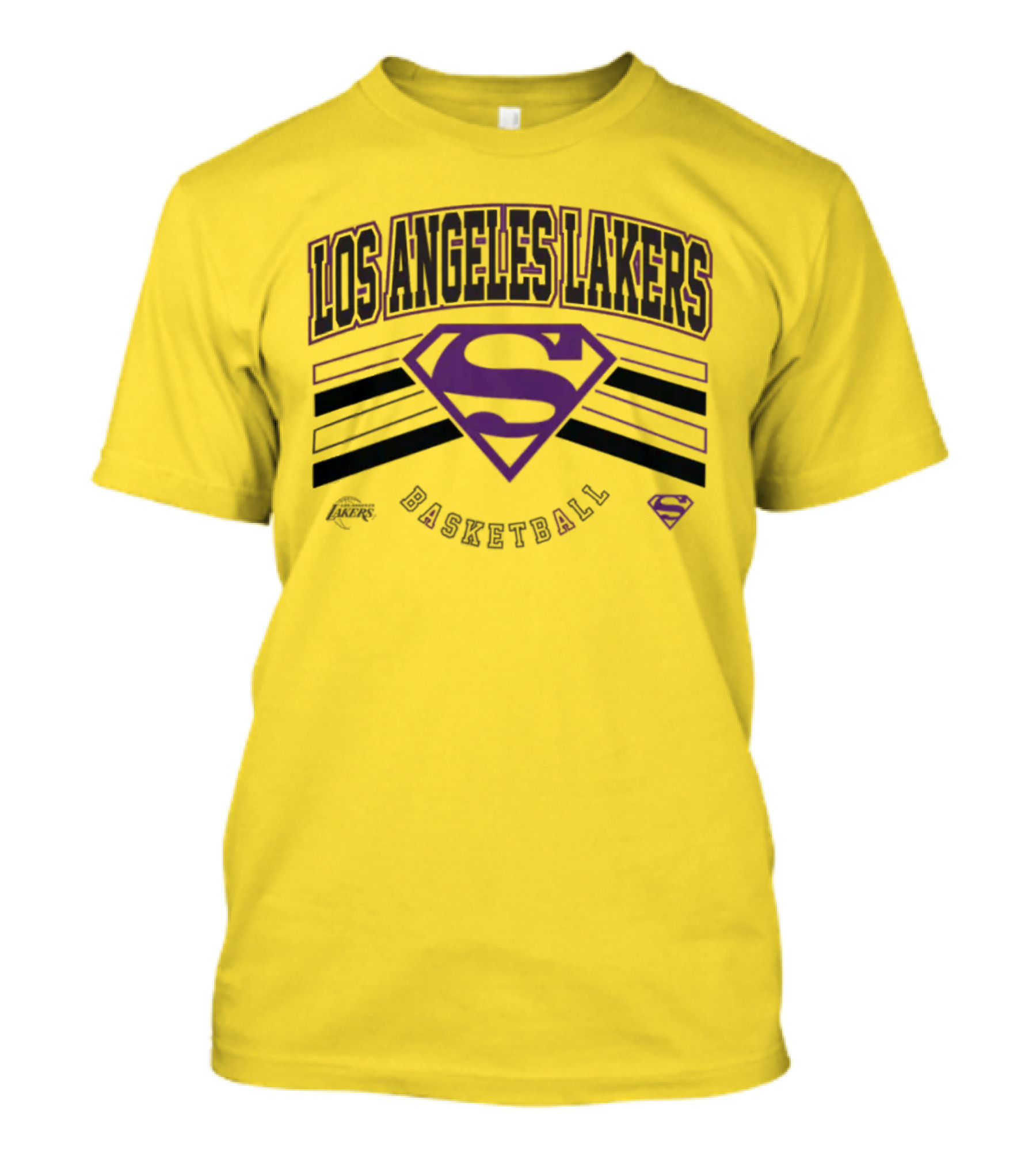 Los Angeles Lakers Superman Logo Purple Basketball T-Shirt
