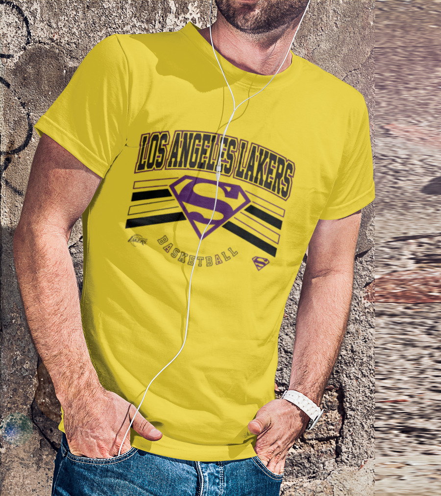 Los Angeles Lakers Superman Logo Purple Basketball T-Shirt