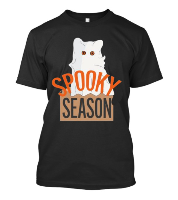 Spooky Season Cute Cat As Ghost Halloween T-Shirt