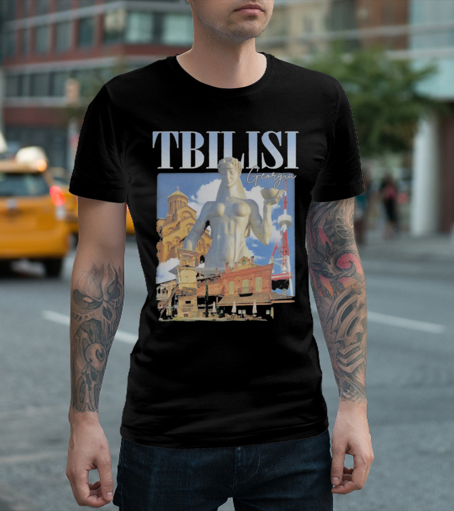 Tbilisi Georgia Vintage Landmarks With Mother Of Georgia Statue And Iconic Architecture T-Shirt