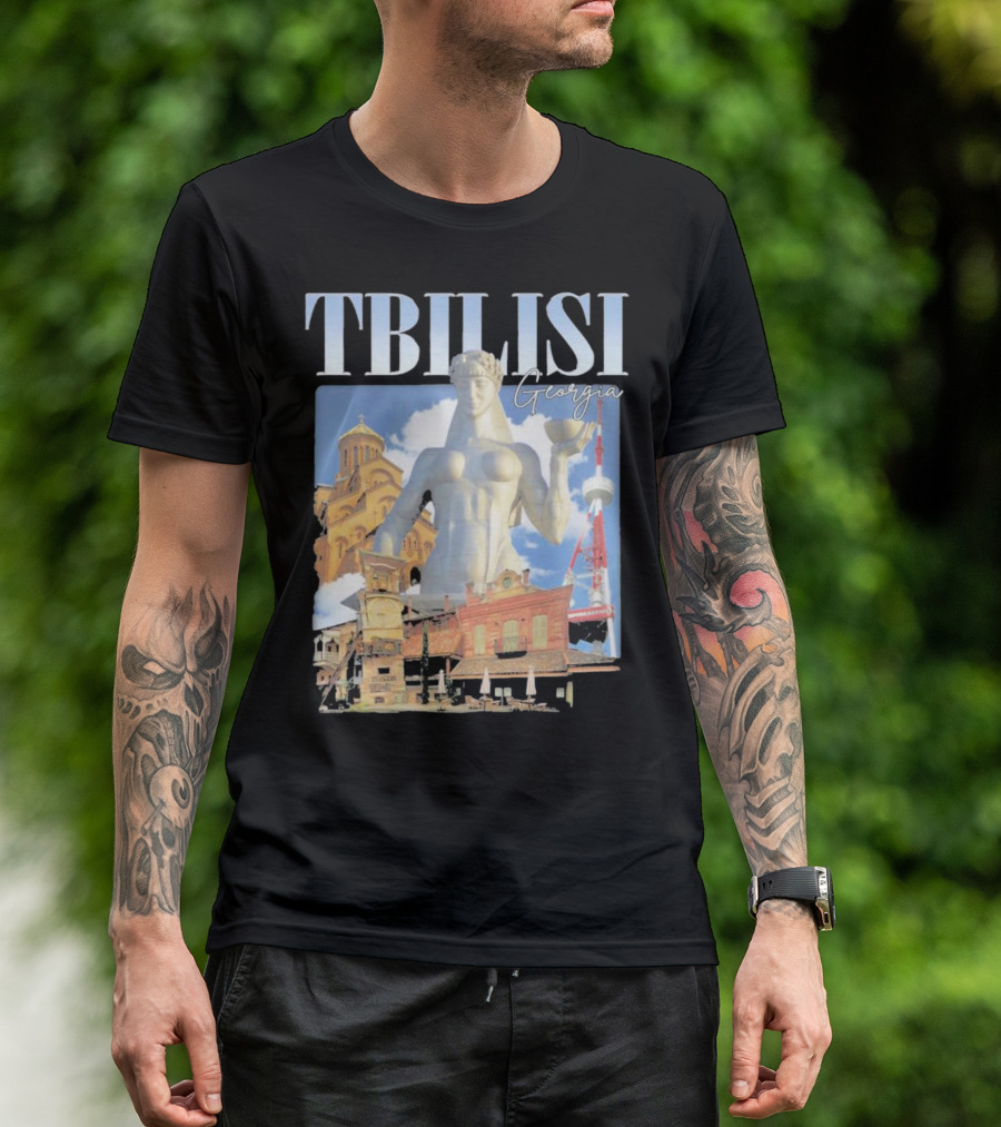 Tbilisi Georgia Vintage Landmarks With Mother Of Georgia Statue And Iconic Architecture T-Shirt