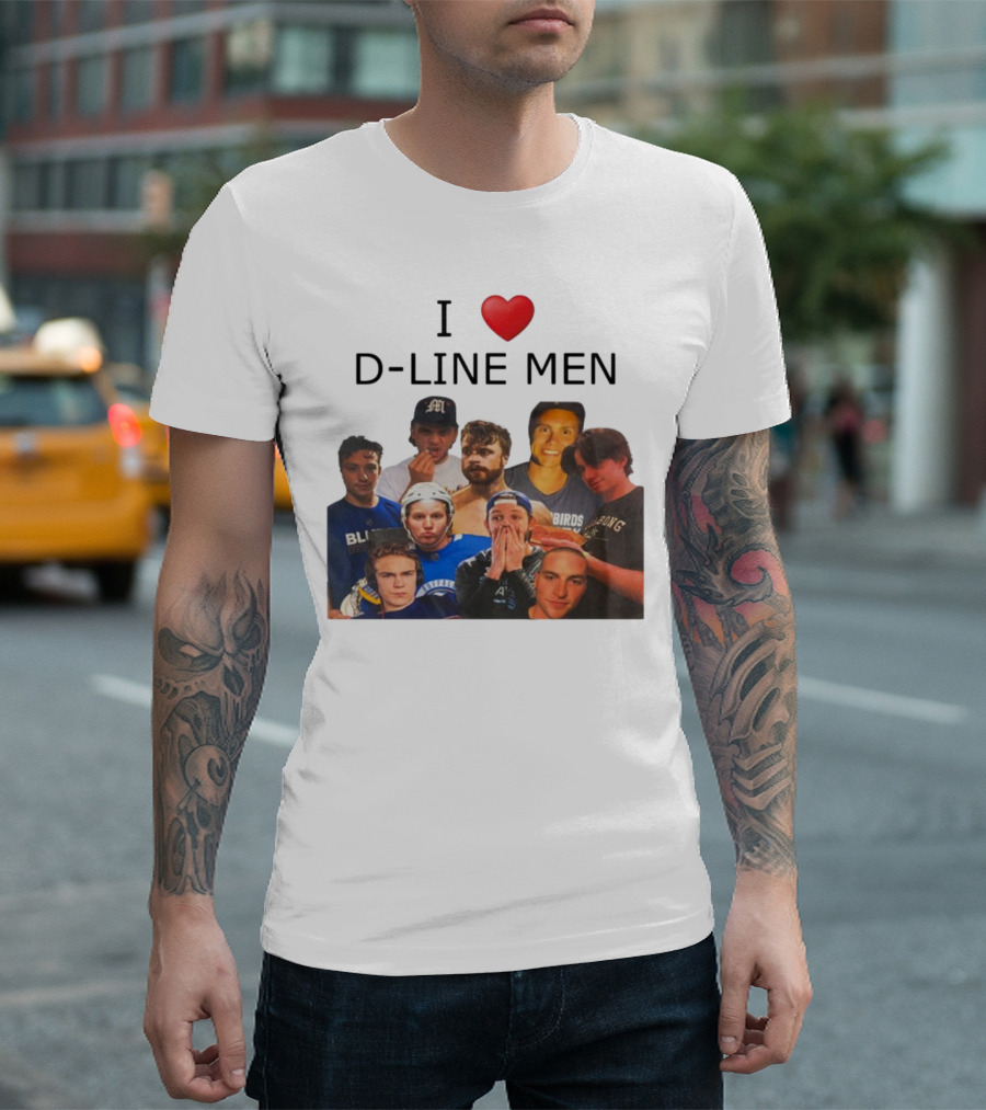 I ❤️ D-Line Men Blues Birds Sports Team Players T-Shirt