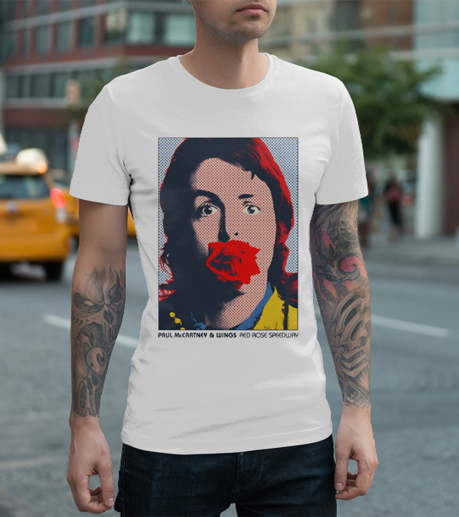 Paul McCartney and Wings Red Rose Speedway Pop Art Pixel Photo T-Shirt