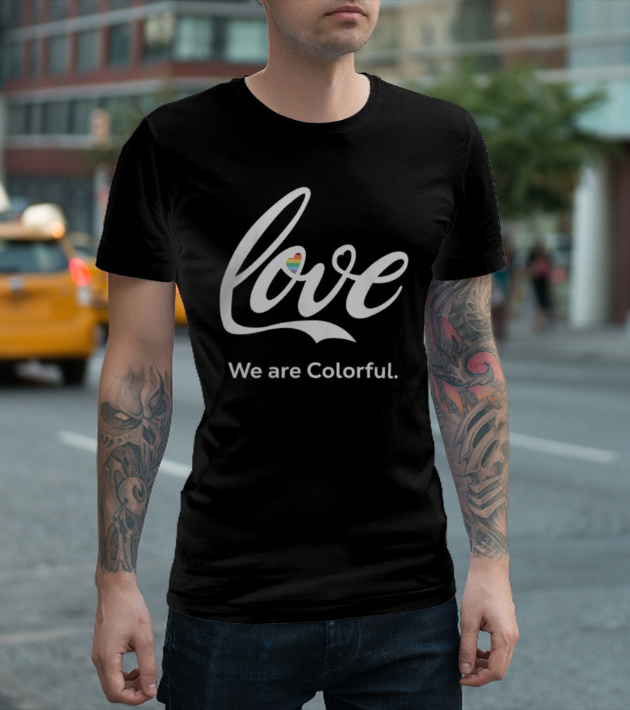 Coca-Cola Love Heart We Are Colorful Rainbow T-Shirt