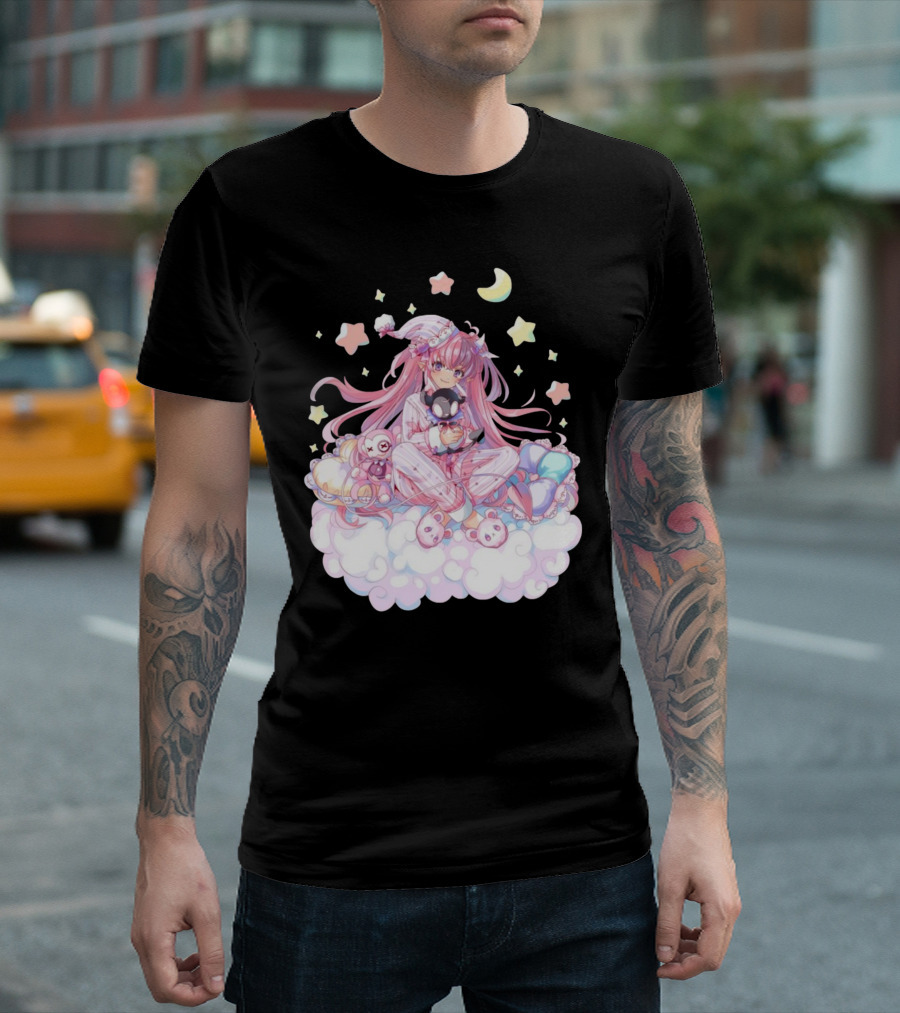 Ironmouse Vshojo Cute Pajama Sleepover With Moon And Stars T-Shirt