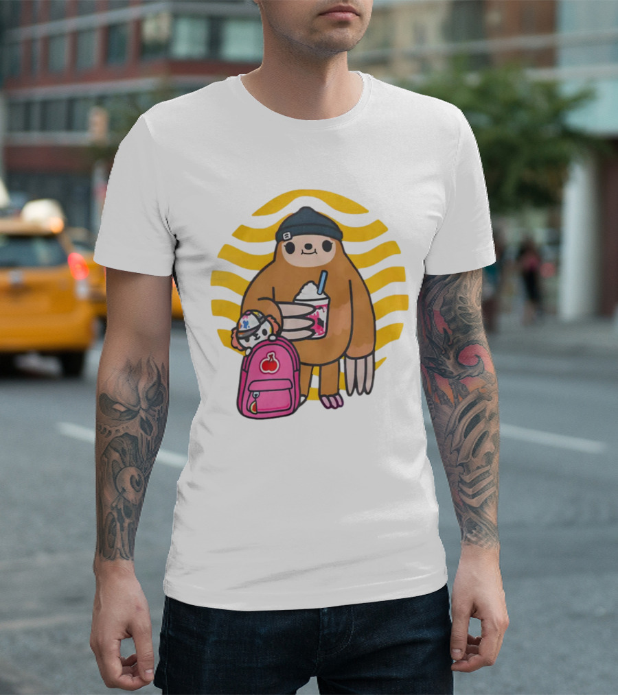 Toca Boca New Custom Prints Store Backpack Sloth With Drink And Hat Ripple T-Shirt