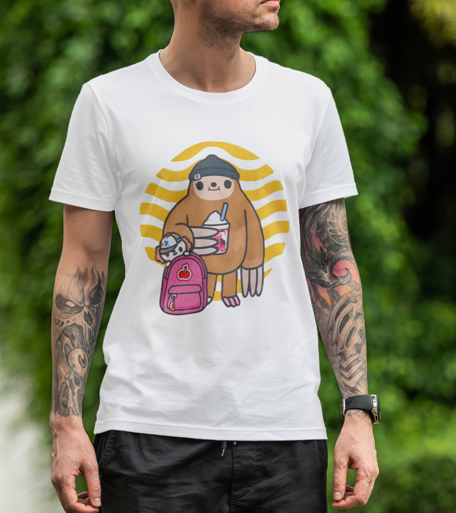 Toca Boca New Custom Prints Store Backpack Sloth With Drink And Hat Ripple T-Shirt