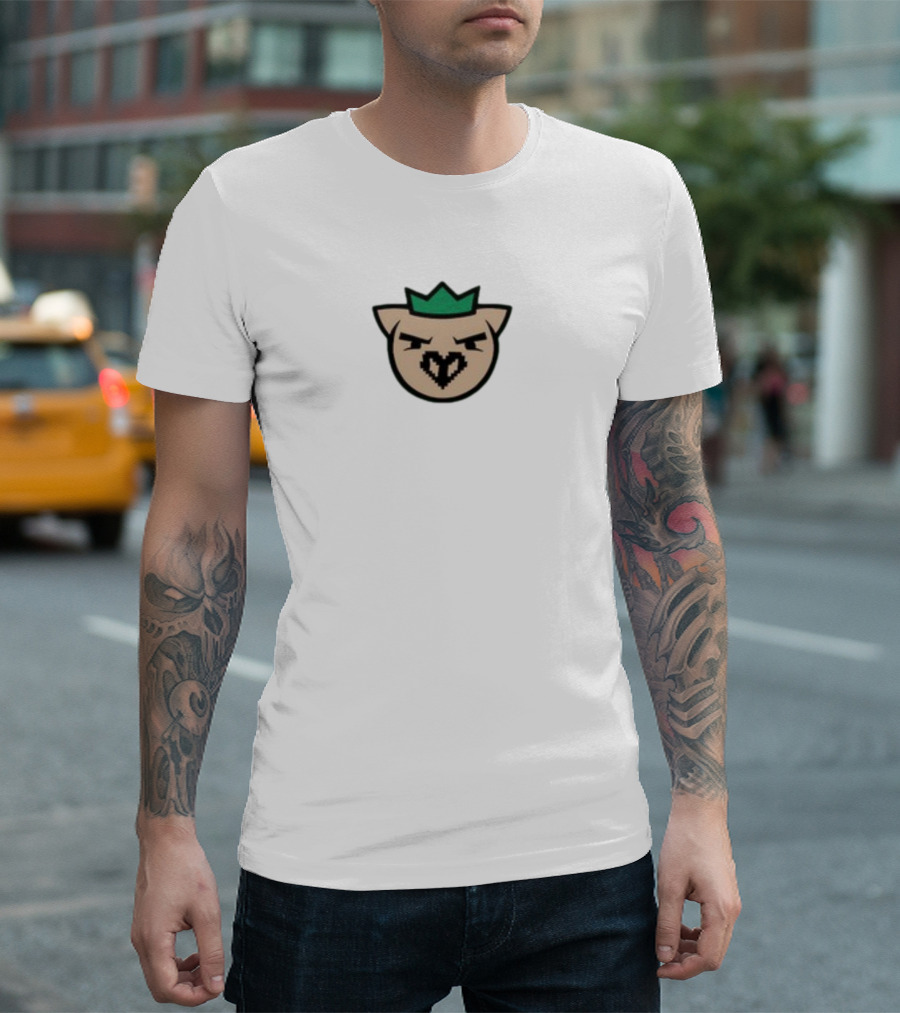 Agro Ph1lza Collaboration Green Crown Pixelated Pig T-Shirt