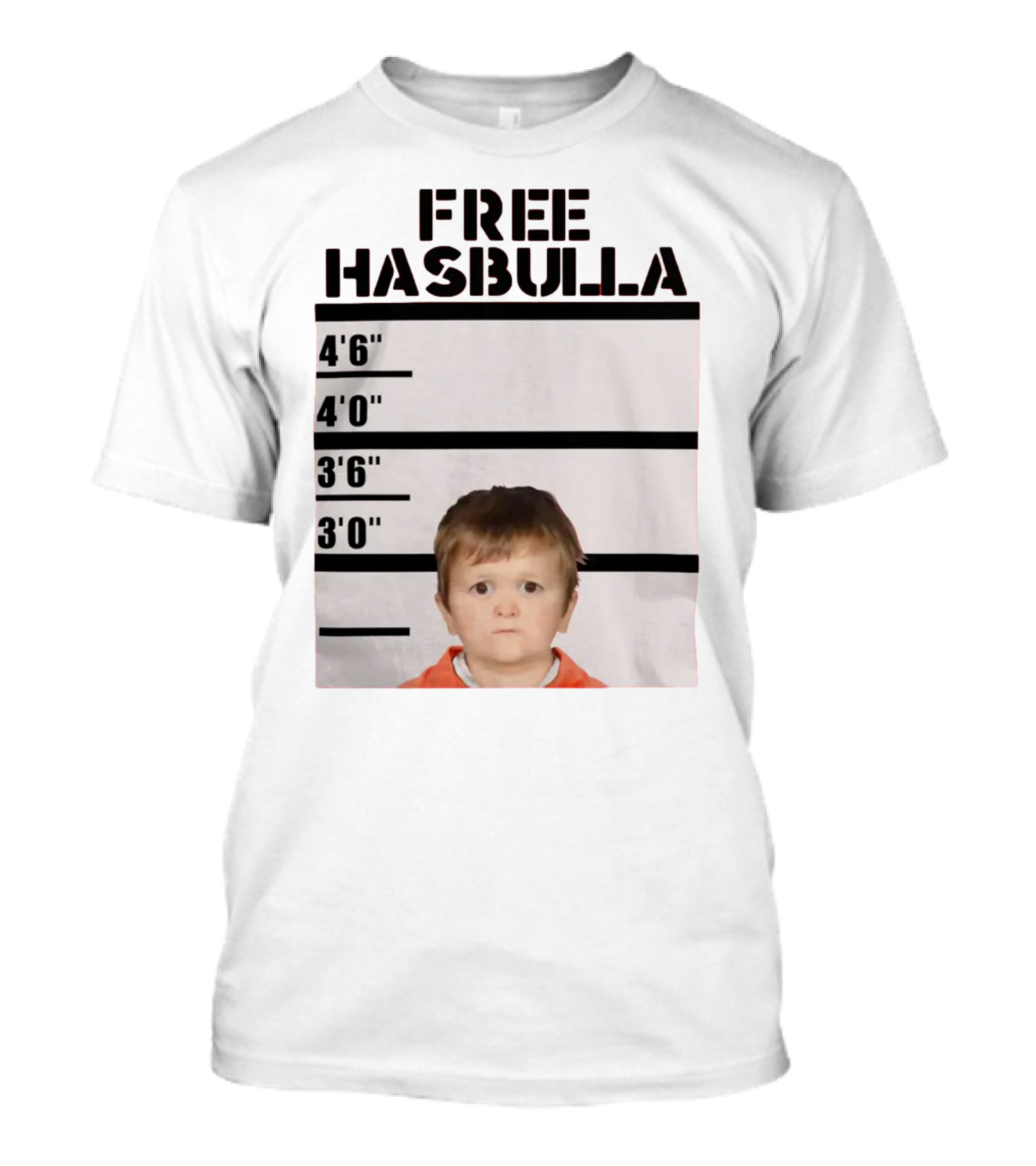 Free Hasbulla Mugshot Parody With Height Chart T-Shirt