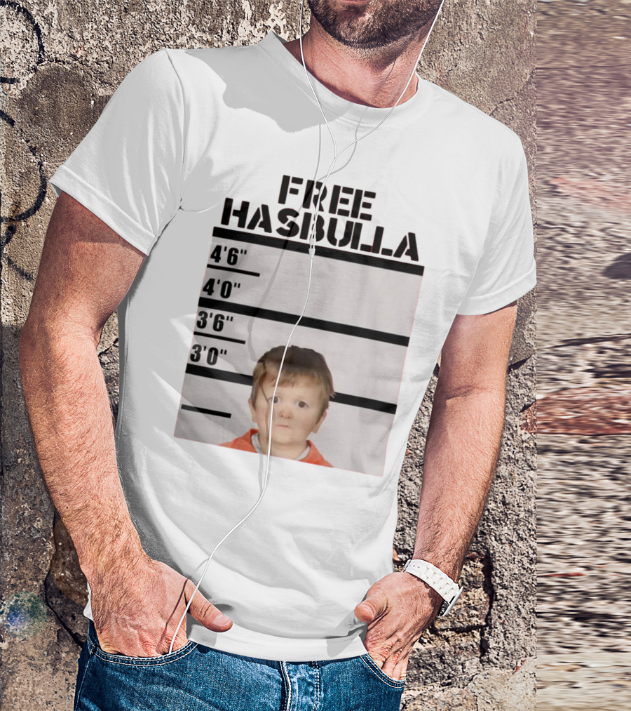 Free Hasbulla Mugshot Parody With Height Chart T-Shirt