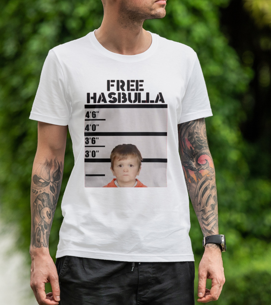 Free Hasbulla Mugshot Parody With Height Chart T-Shirt