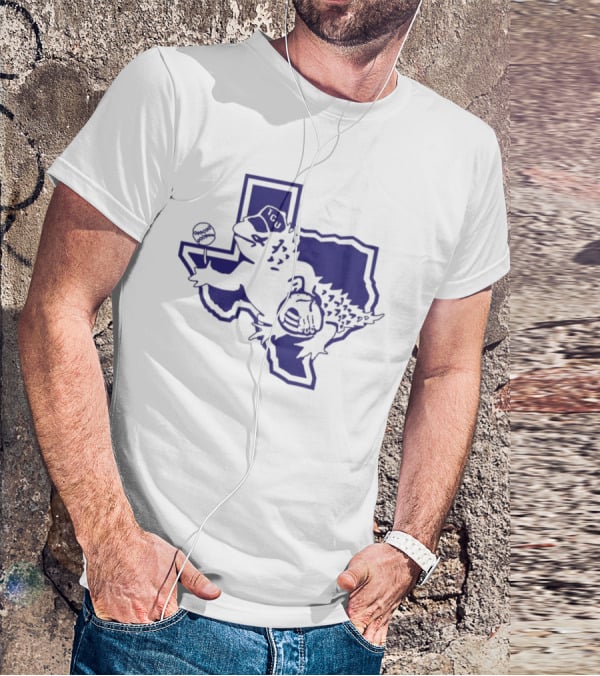 Sickos Committee Texas TCU Horned Frog Mascot Basketball And Football Texas Outline T-Shirt