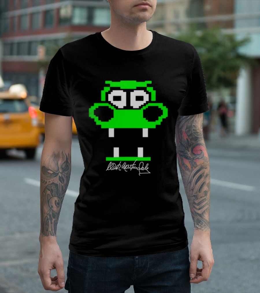 Tic Tac Dough Dragon Wink Martindale Signature Pixelated Green Face T-Shirt