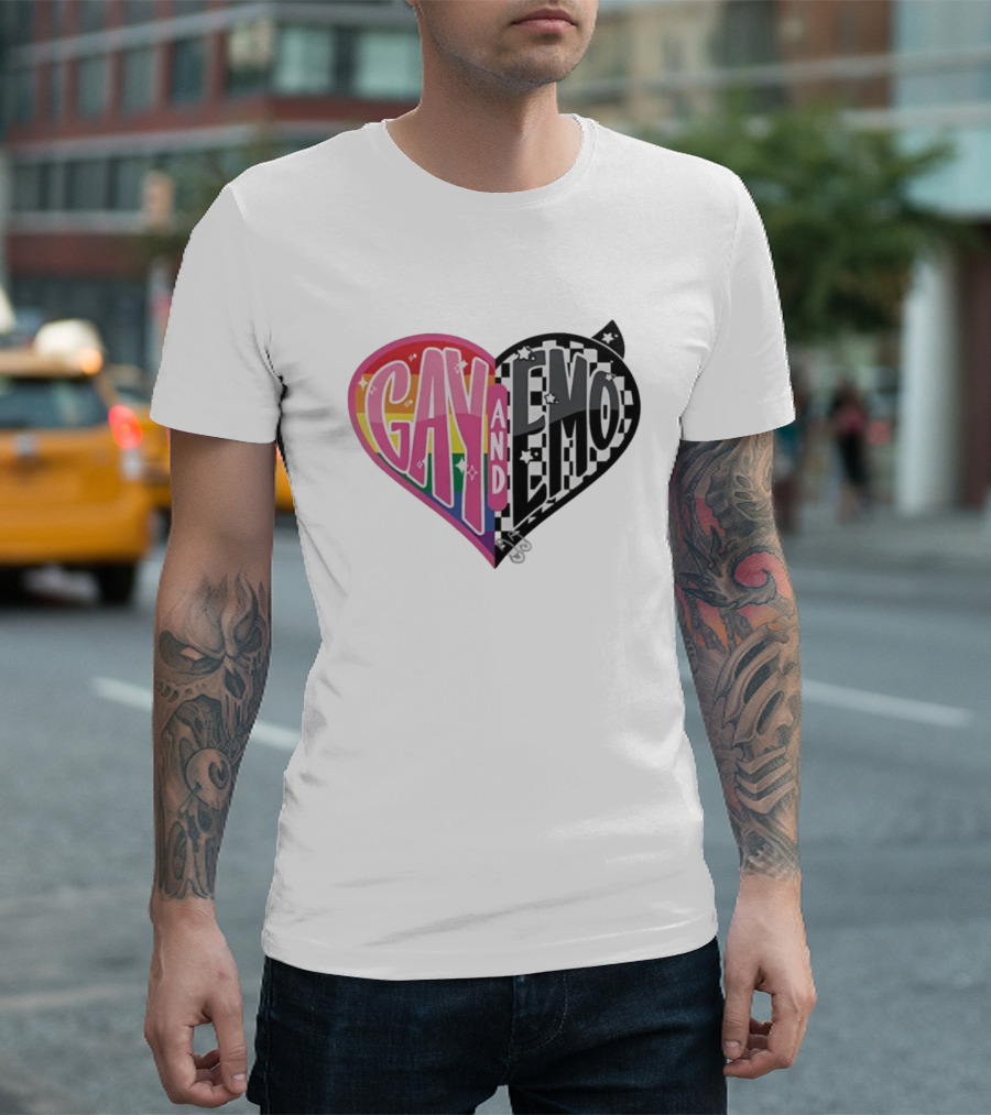 Jessie Paege Gay and Emo Heart Rainbow Checkerboard T-Shirt