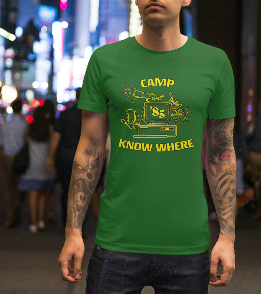 Camp Know Where '85 Science Computer Microscope Telescope Chemistry T-Shirt