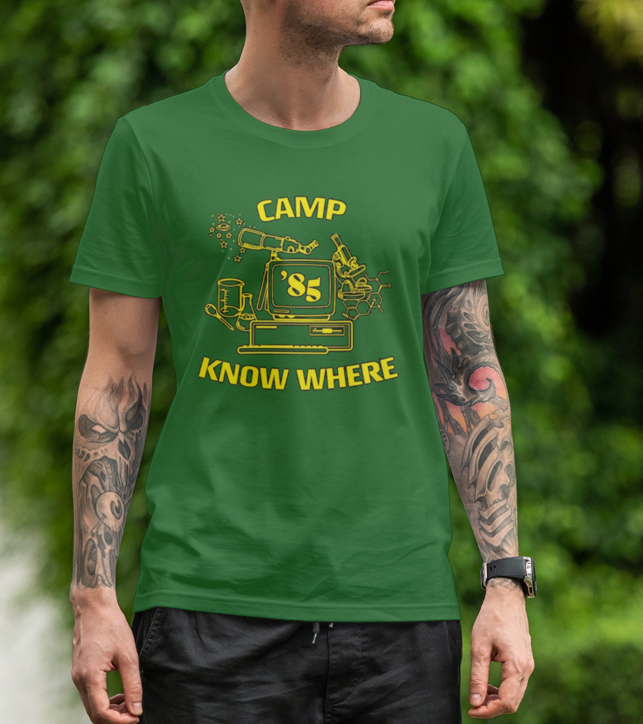 Camp Know Where '85 Science Computer Microscope Telescope Chemistry T-Shirt