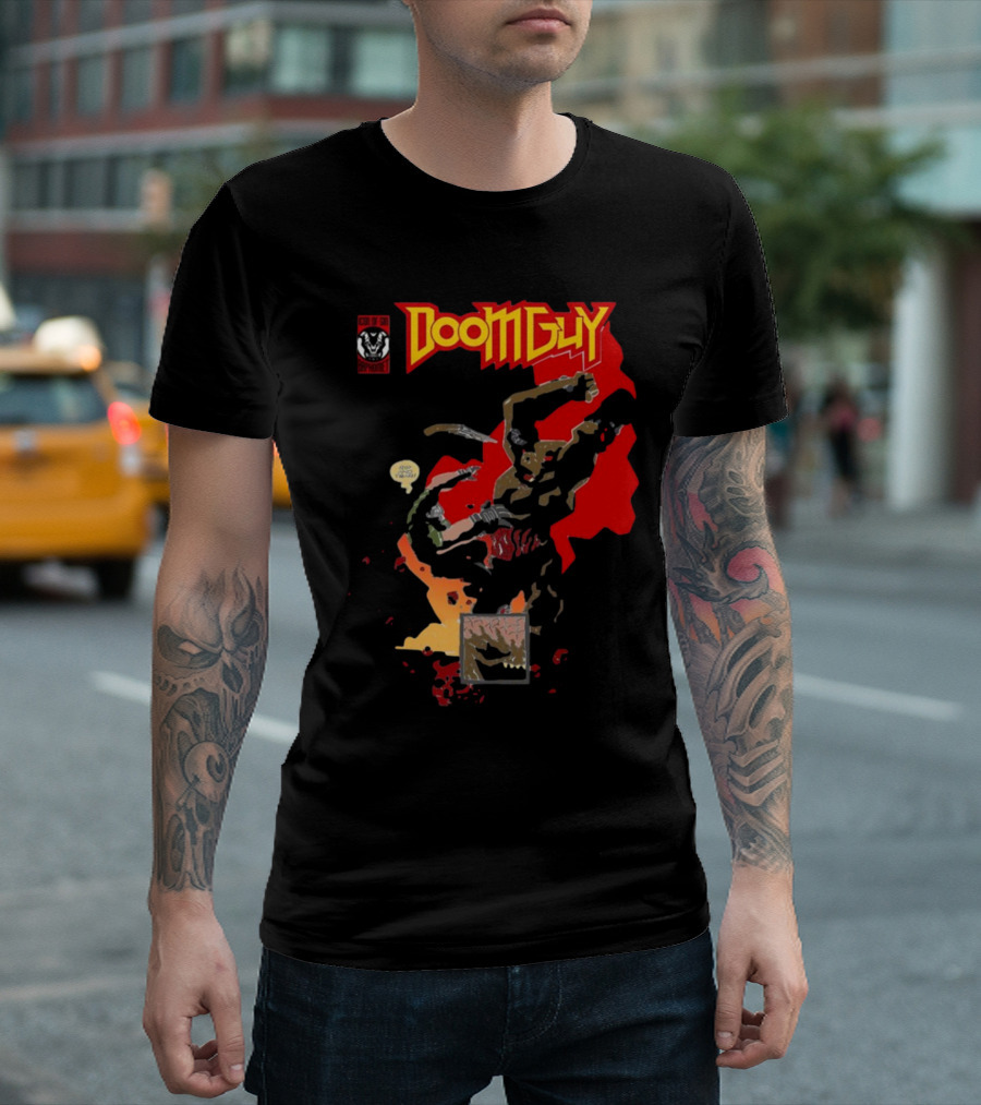 Doomguy The Shores of Hell Demon Battle Comic T-Shirt