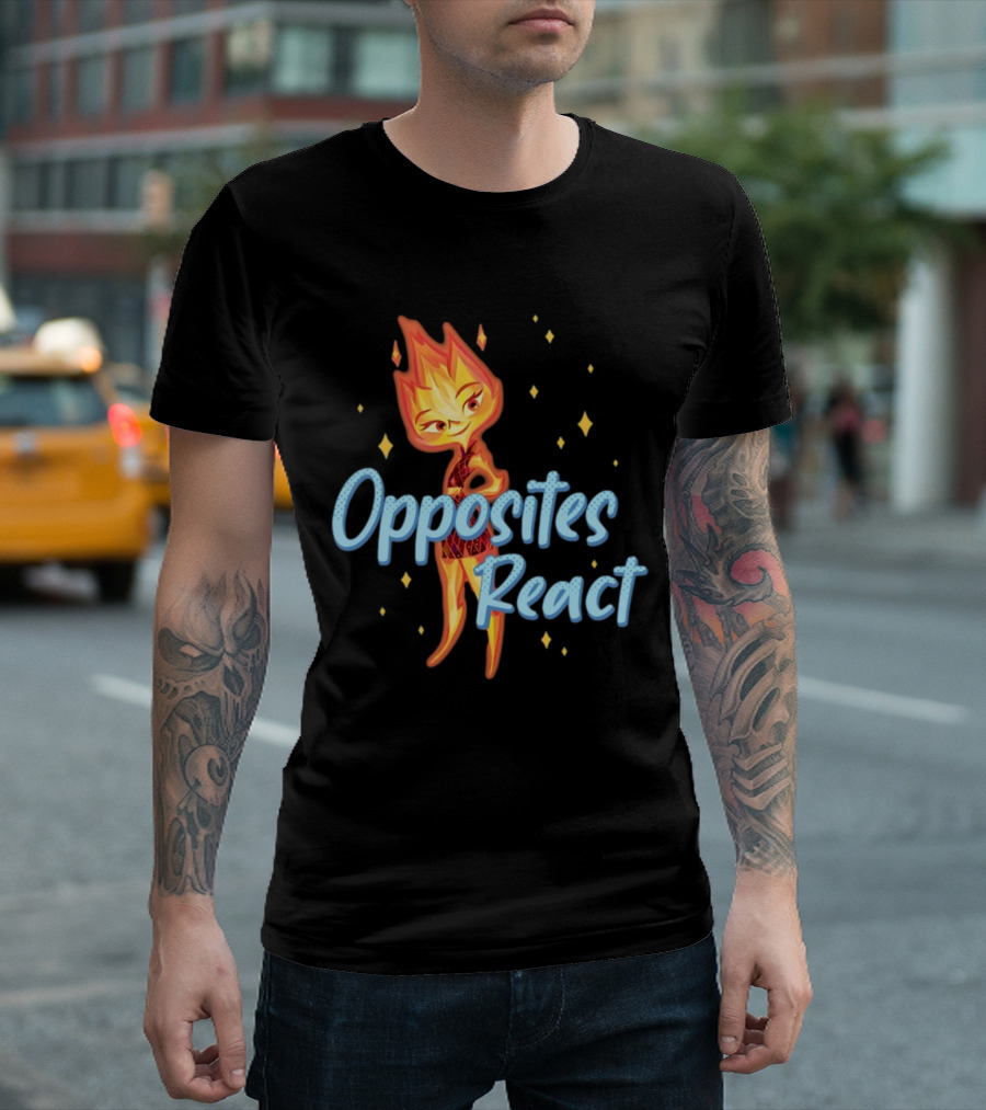 Opposites React Fire Element Character T-Shirt