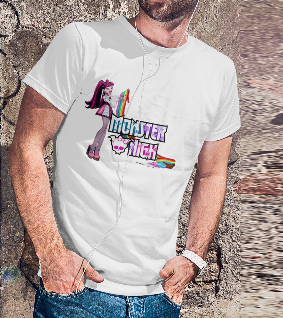Monster High Draculaura Holding Pride Rainbow Flag T-Shirt