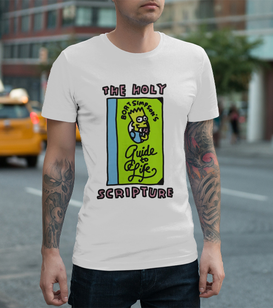 The Holy Bort Simpson's Guide To Life Scripture Book Cover T-Shirt