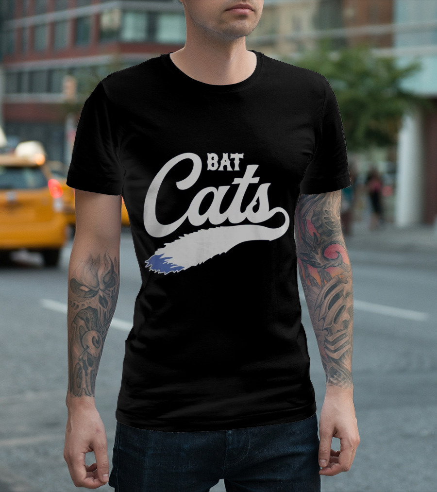 Bat Cats Logo with Feather Tail T-Shirt