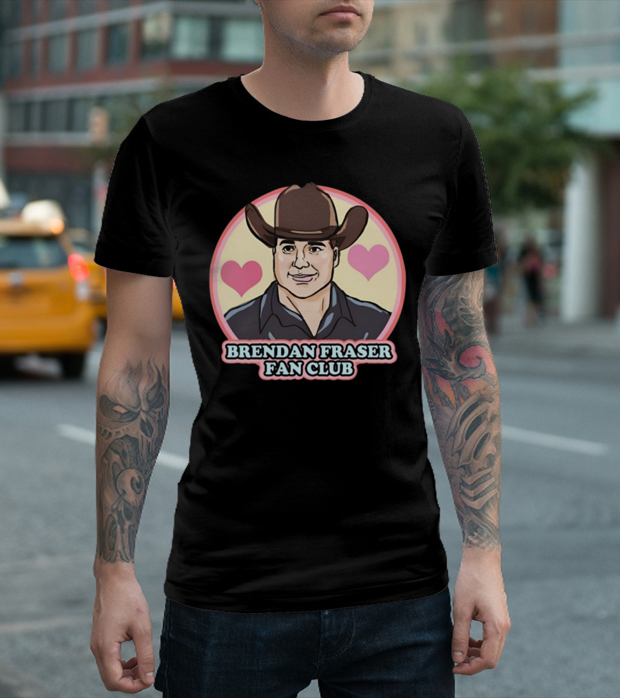 Brendan Fraser Fan Club Cowboy Hat Heart T-Shirt