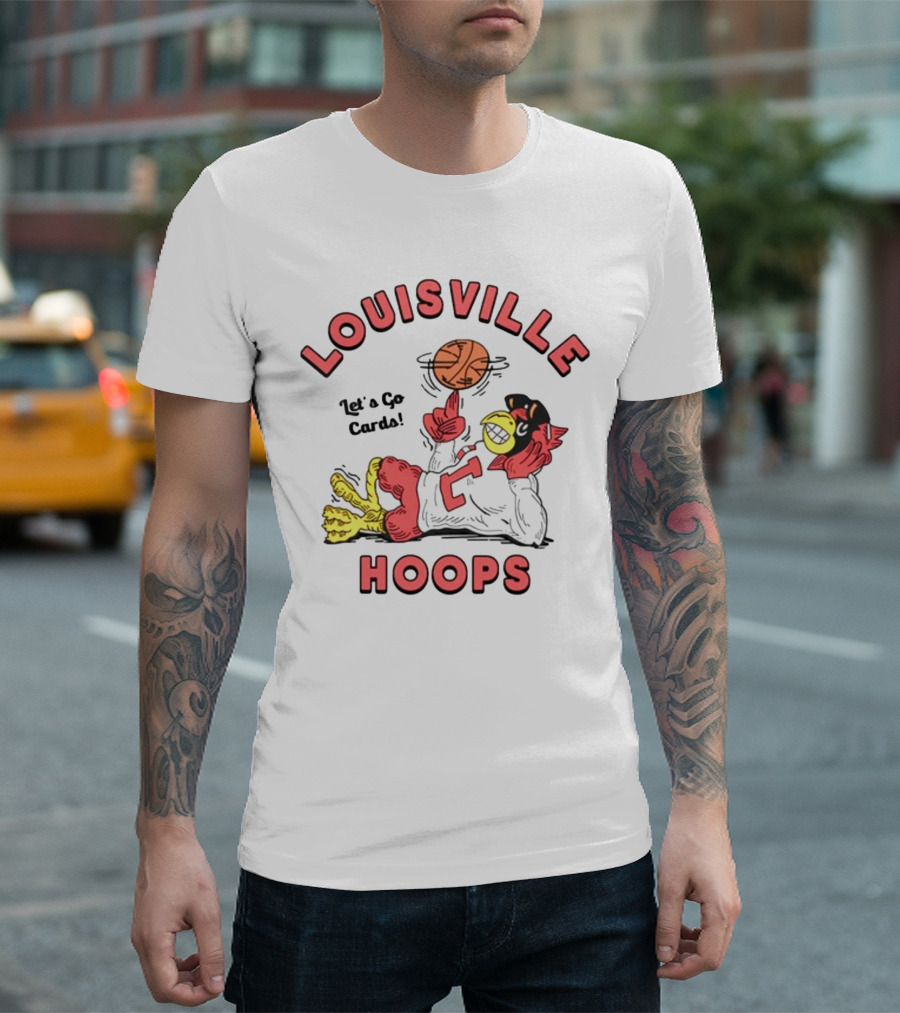 Louisville Hoops Let's Go Cards Mascot Basketball T-Shirt