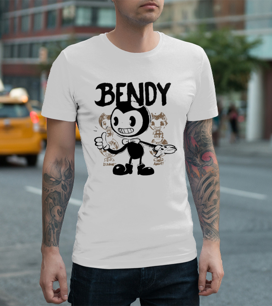 Bendy Cartoon Character with Disgust and Angry Moods T-Shirt