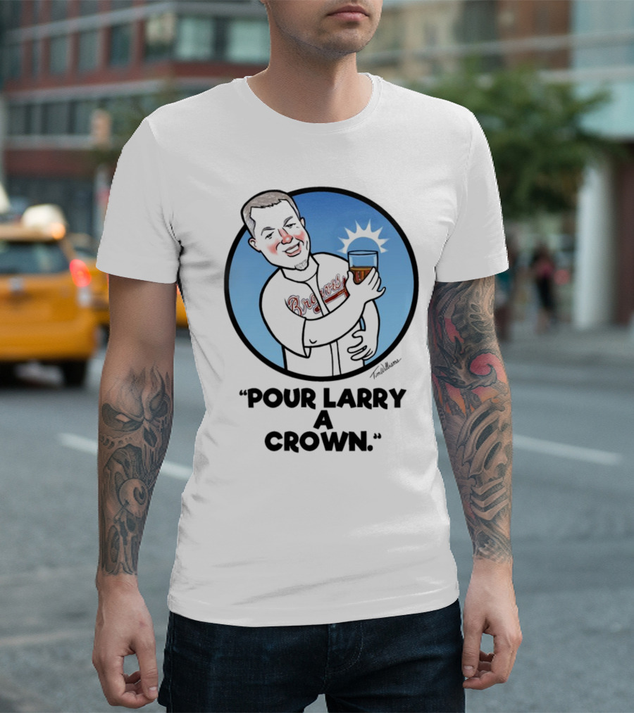 Chipper Jones Braves Pour Larry A Crown Baseball Caricature T-Shirt