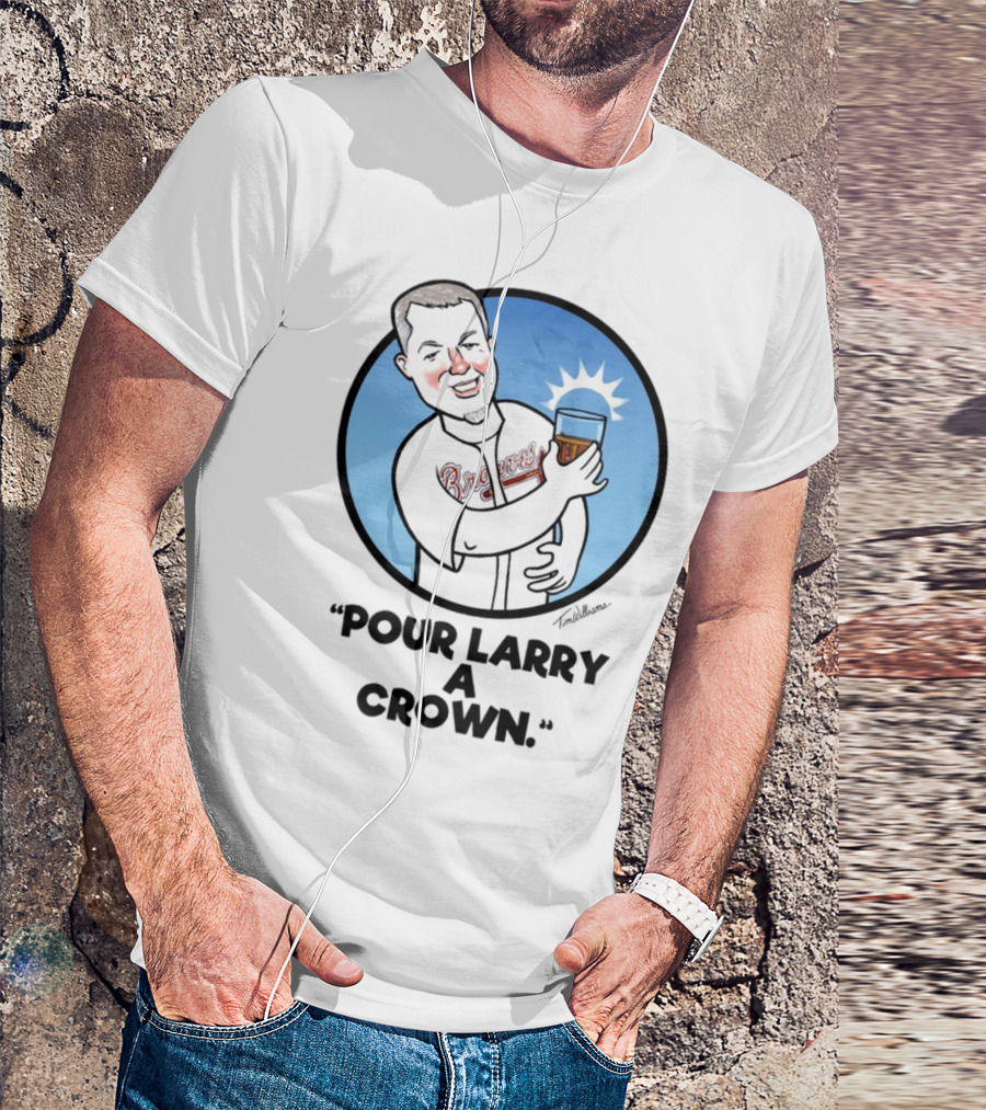 Chipper Jones Braves Pour Larry A Crown Baseball Caricature T-Shirt