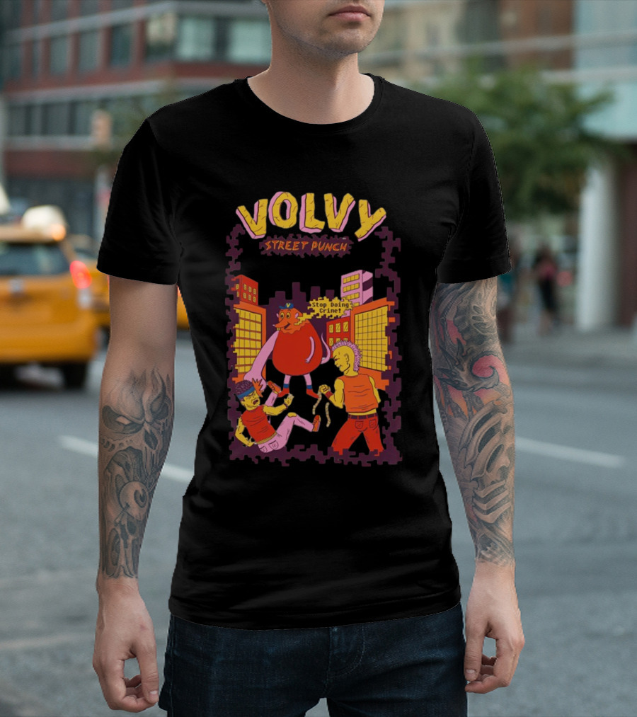 Volvy Street Punch Stop Doing Crime Retro Action T-Shirt