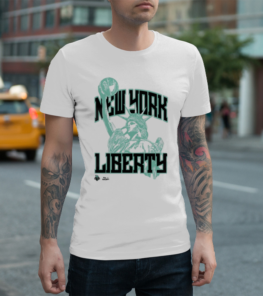 New York Liberty Playa Society Team Statue of Liberty Basketball T-Shirt