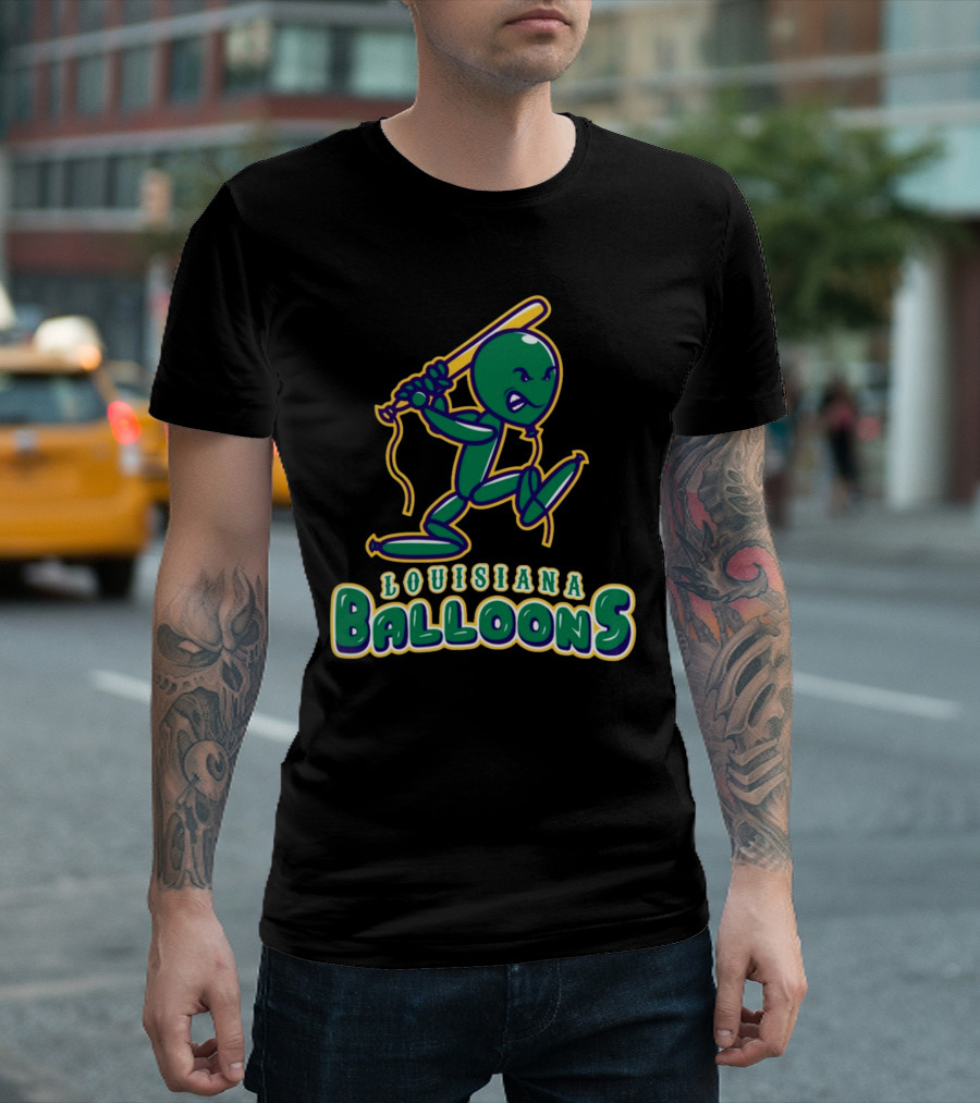 Louisiana Balloons Baseball Mascot Character T-Shirt
