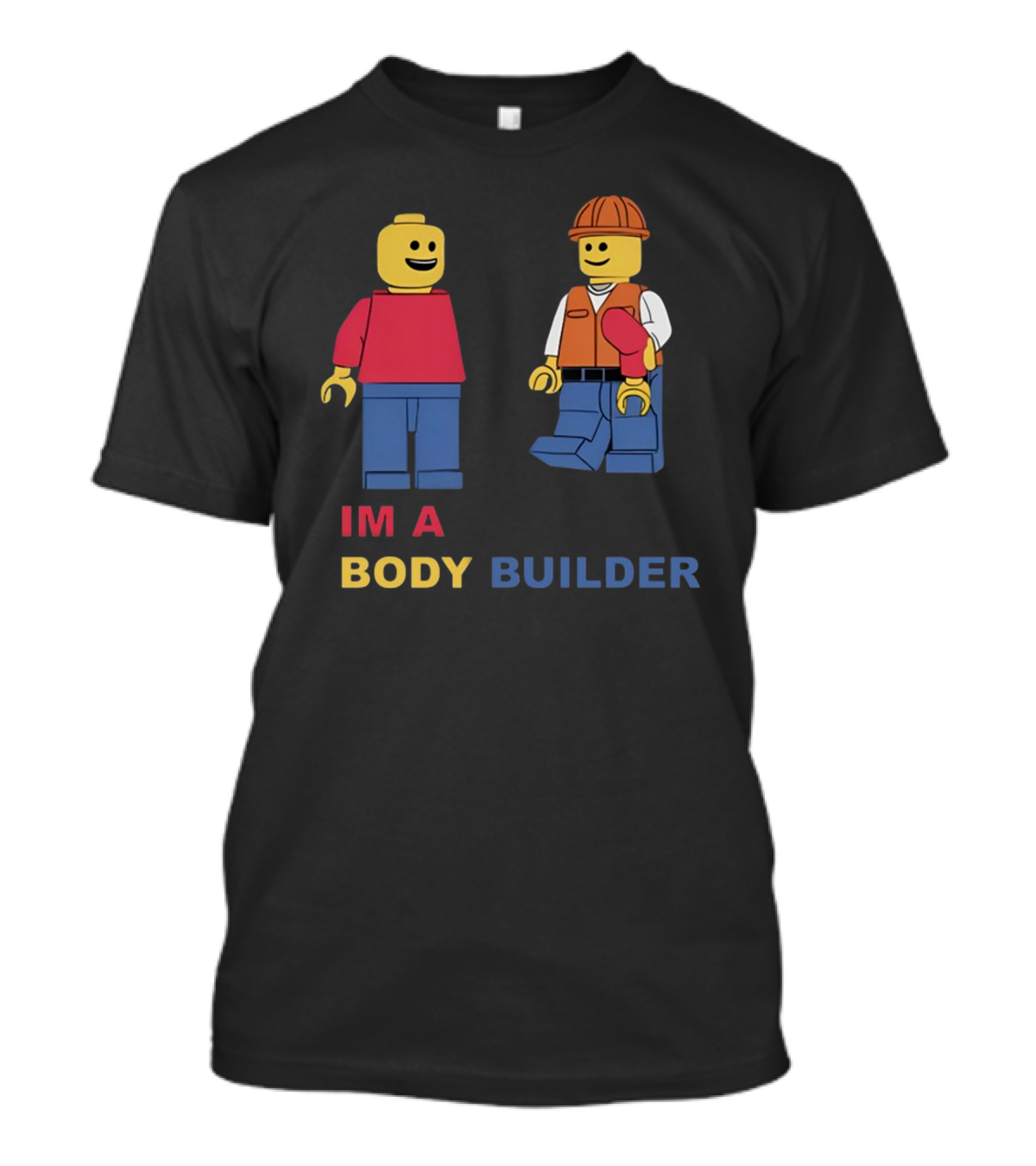 Lucca International I'm A Body Builder Lego Minifigures Construction Worker And Red-Shirted Figure T-Shirt