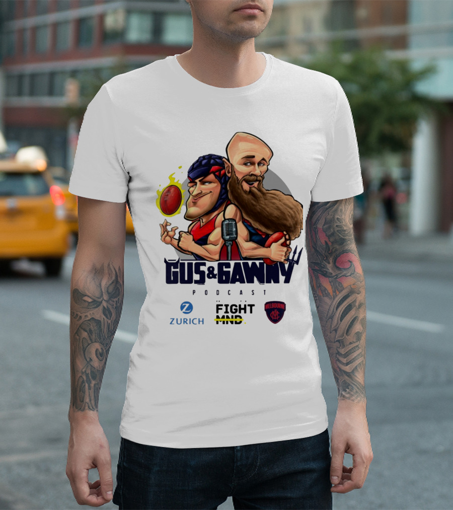 Melbourne Demons Gus And Gawny Podcast Zurich Fight MND AFL Caricature T-Shirt