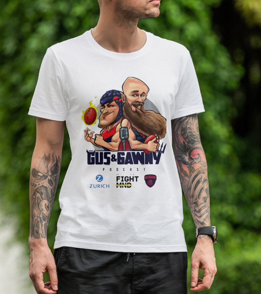 Melbourne Demons Gus And Gawny Podcast Zurich Fight MND AFL Caricature T-Shirt