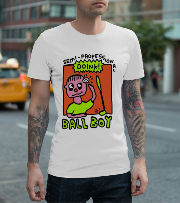 Semi-Professional Doink Ball Boy Comic Character With Club And Speech Bubble T-Shirt