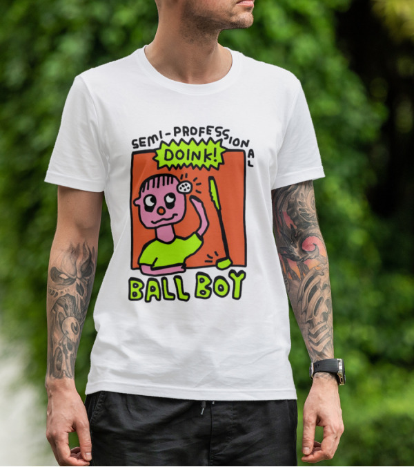 Semi-Professional Doink Ball Boy Comic Character With Club And Speech Bubble T-Shirt