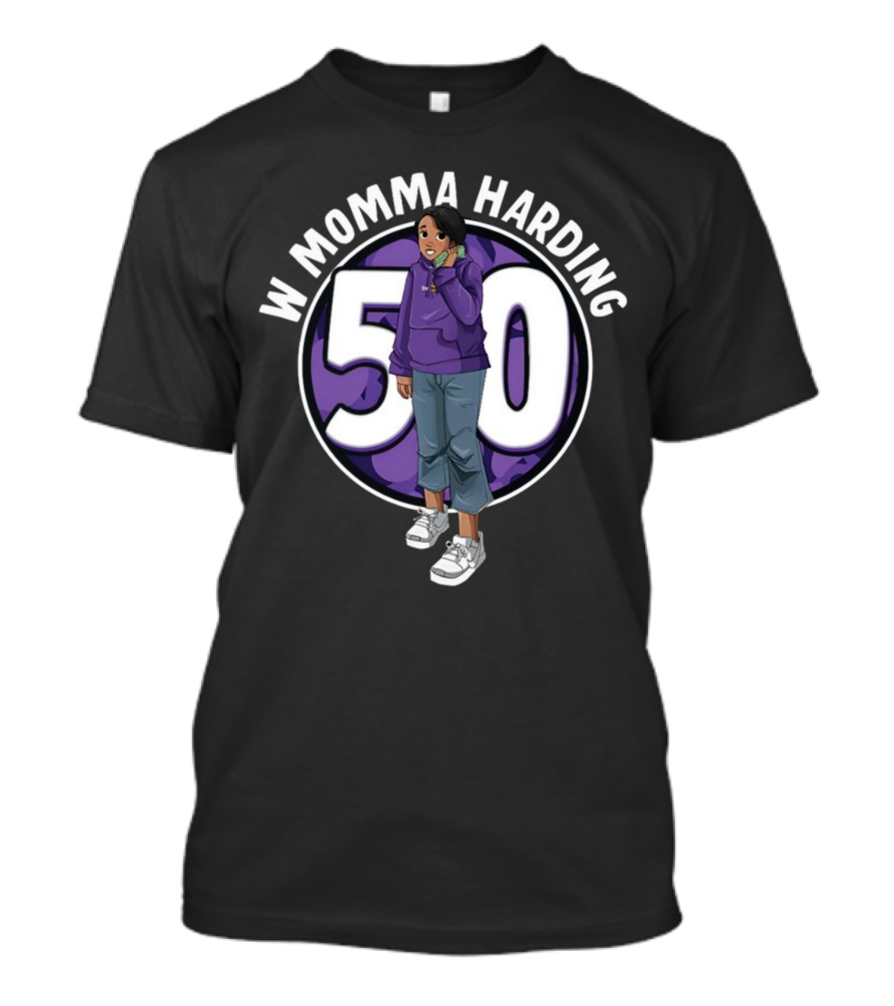 W Momma Harding 50 Purple Hoodie And Sneakers Cartoon T-Shirt
