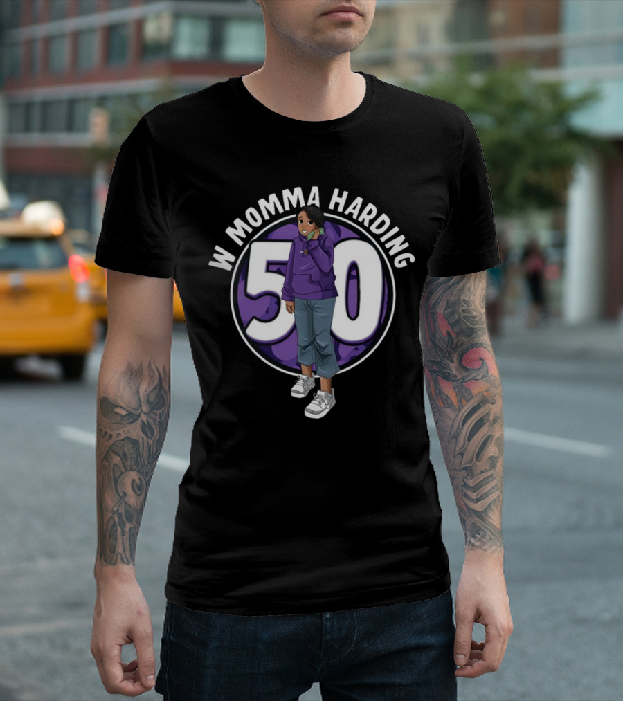 W Momma Harding 50 Purple Hoodie And Sneakers Cartoon T-Shirt