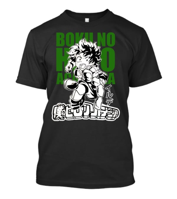 Boku No Hero Academia Manga Style Character Japanese Text T-Shirt
