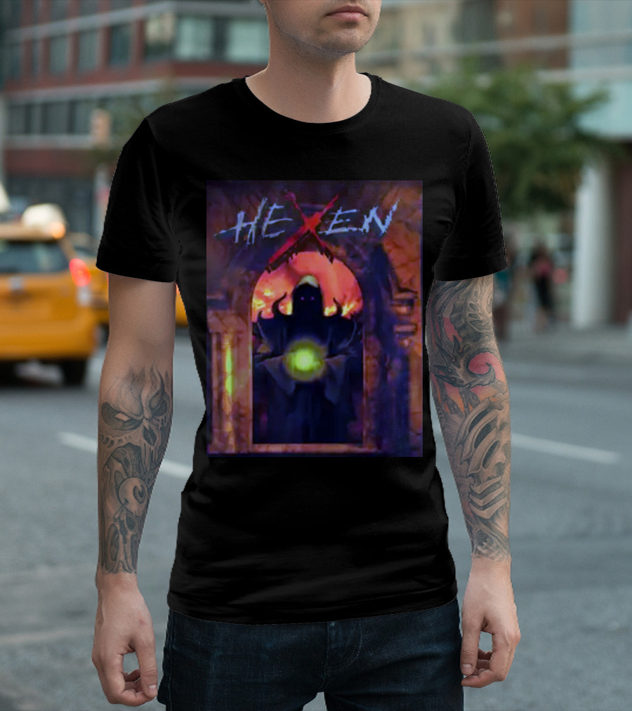 Hexen Mysterious Hooded Figure with Glowing Orb T-Shirt
