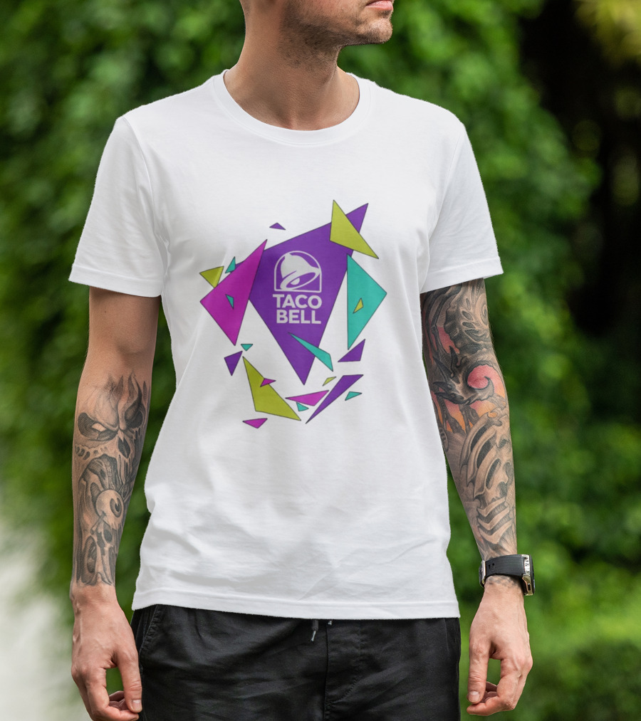 Taco Bell Logo Neon Geometric Shapes T-Shirt
