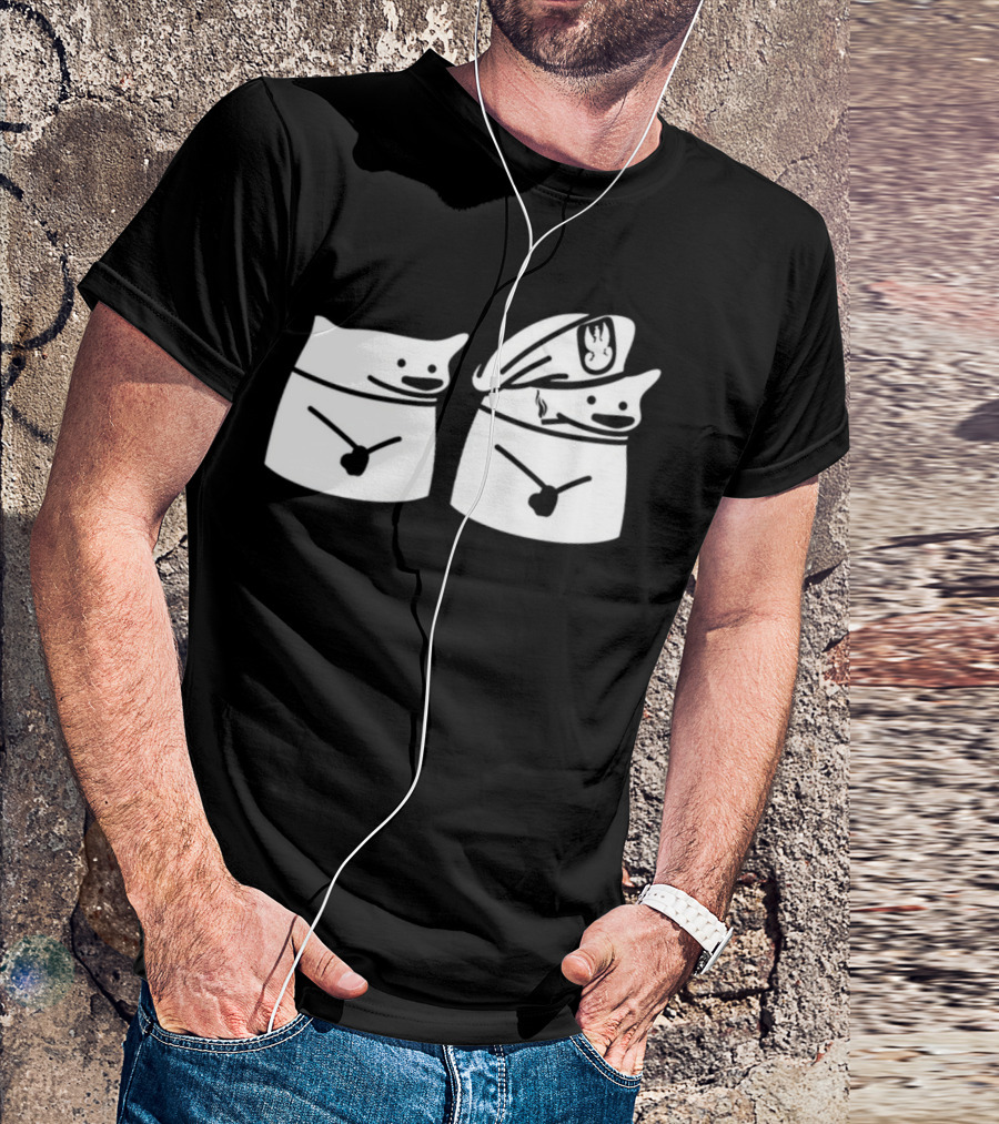 Nafo Ofan Fella Meme Character Pair In Officer Hat T-Shirt