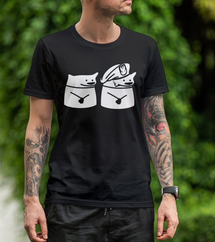 Nafo Ofan Fella Meme Character Pair In Officer Hat T-Shirt