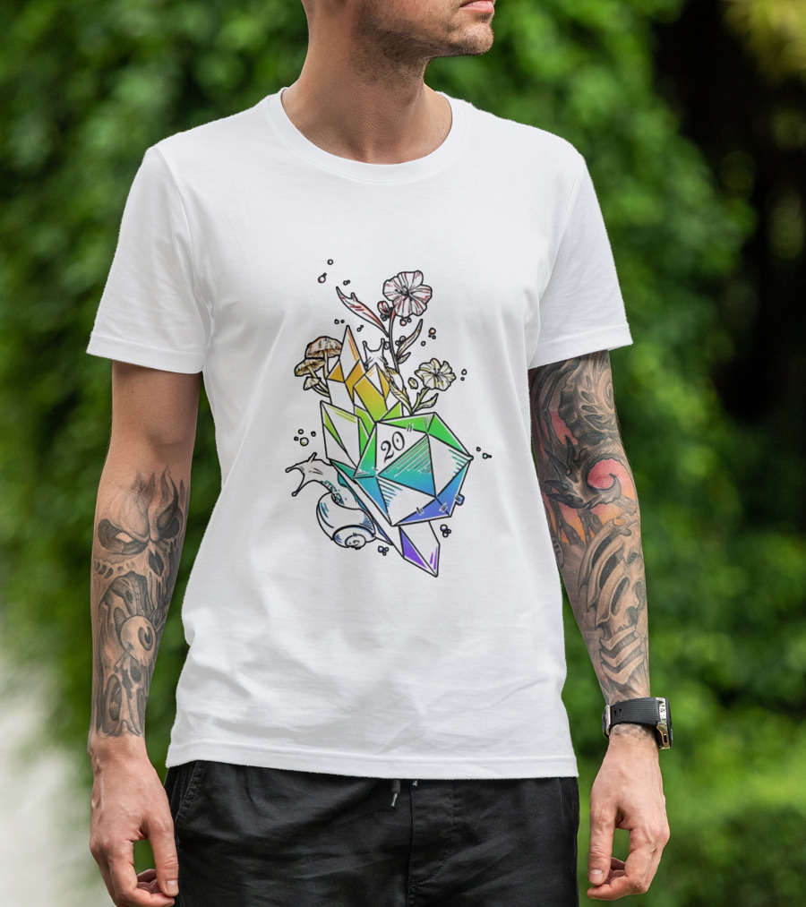Ritual Cast Pride D20 Natural 20 Crystal Floral Fantasy T-Shirt