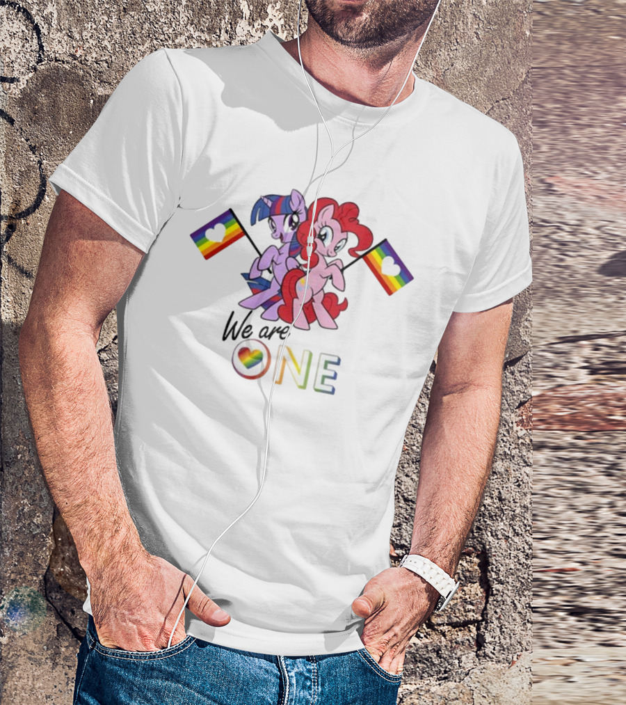 My Little Pony We Are One Pinkie Pie Twilight Sparkle Pride Rainbow Flags T-Shirt
